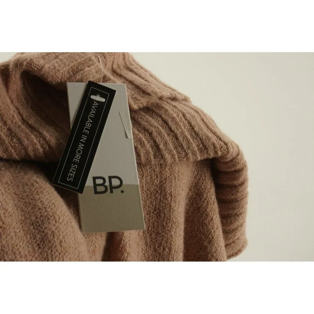 New BP Cozy Knit Longline Turtleneck‎ Sweater Women's Medium Pink Pullover Slit